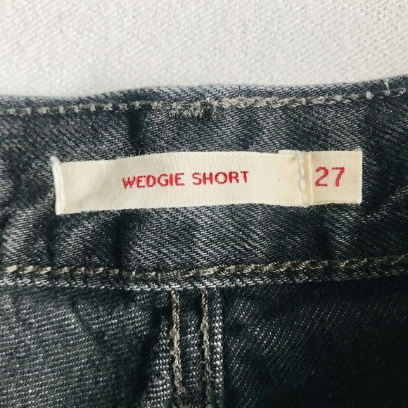 Levi’s Black Wedgie Short Cutoff Studded‎ Rhinestone Size 27 Button Fly - Picture 6 of 11